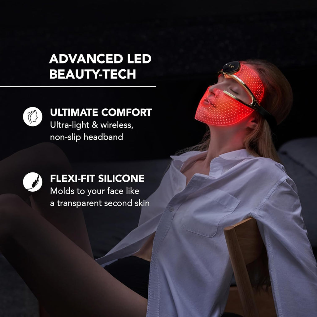 FAQ 202 Advanced Anti Aging NIR + 7 LED lights Face Mask - Spot Treatment & Acne Treatment - Face Masks Skincare - Wireless Face Masks Beauty - 600 Glow Points - Wearable Skin Care