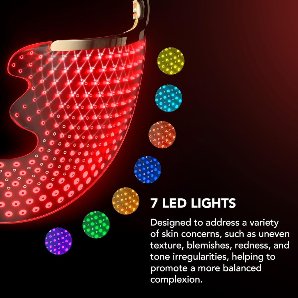 FAQ 202 Advanced Anti Aging NIR + 7 LED lights Face Mask - Spot Treatment & Acne Treatment - Face Masks Skincare - Wireless Face Masks Beauty - 600 Glow Points - Wearable Skin Care