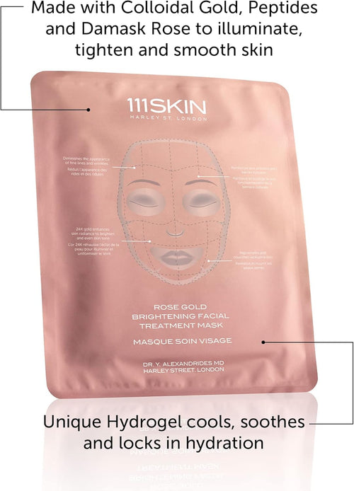 111SKIN Rose Gold Brightening Facial Treatment Mask | Fragrance Free | The Ultimate Pre-Event Mask | For Hydration & Radiance | Set of 5 (1.01 oz each)