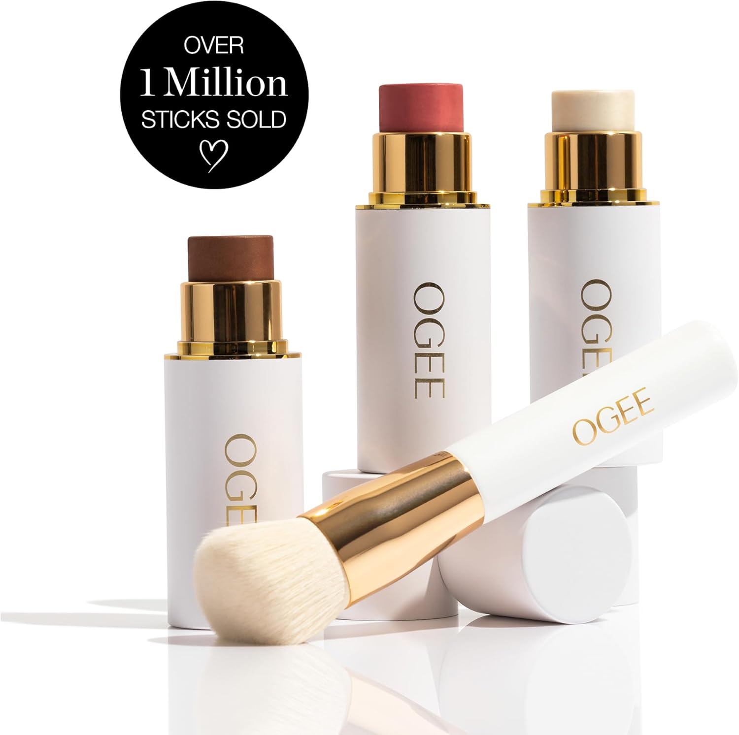 Ogee Face Radiant Collection Trio - Contour Makeup Collection - Certified Organic Palette - Includes Bronzer, Blush & Highlighter Sticks